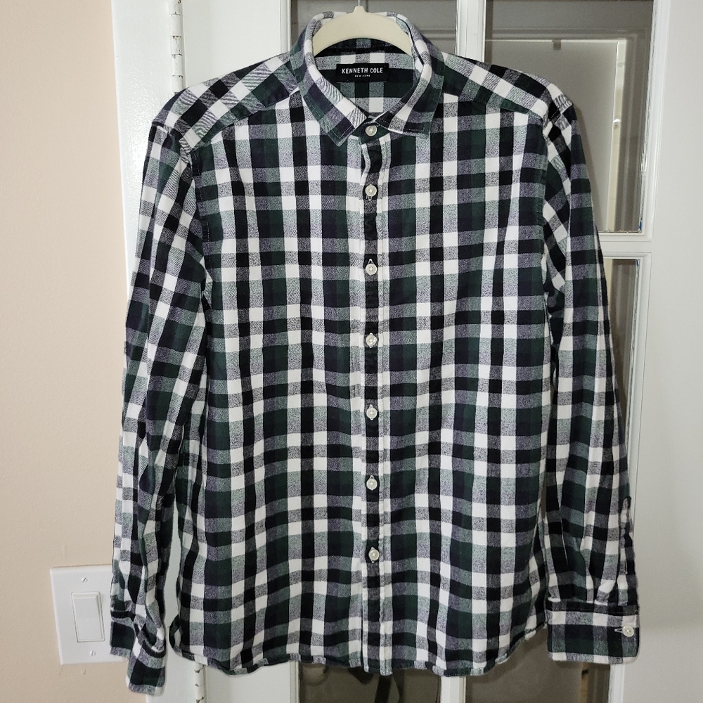 Kenneth Cole New York Green & Navy Flannel Shirt